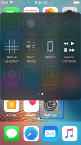 screenshot of iOS screen 2 of the interaction menu